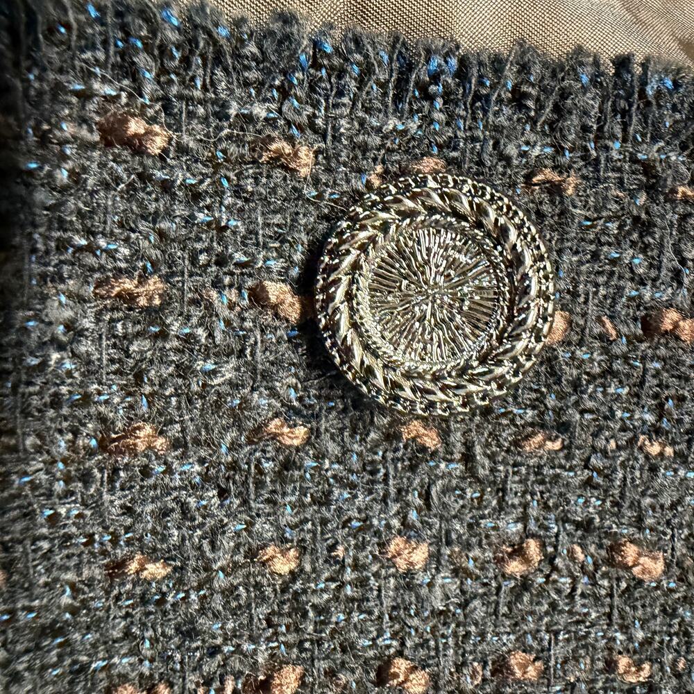 Distressed Tweed Blazer Charcoal Dark Academia Matin Kim Style OS Korean Style - Picture 8 of 8